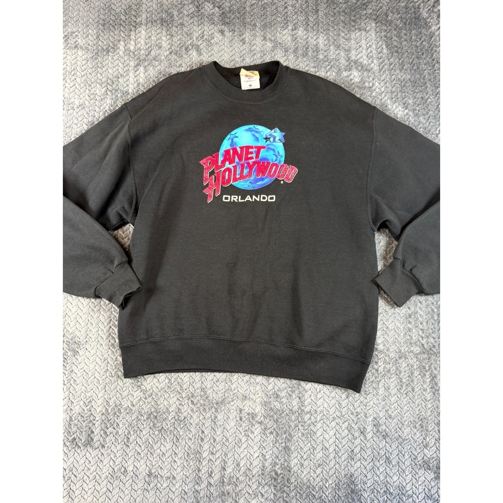 Vintage 90s Jerzees Planet Hollywood Orlando Super Sweatshirt Mens Large Black